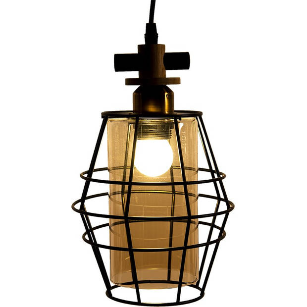 HAES DECO - Hanglamp - Industrial - Moderne Industriele Lamp, 18x18x31 cm - Hanglamp Eettafel, Hanglamp Eetkamer