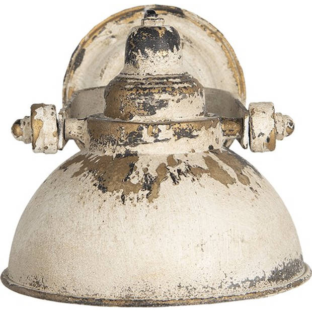 HAES DECO - Wandlamp - Shabby Chic - Vintage / Retro Lamp, 30x21x18 cm - Beige/Bruin Metaal - Ronde Muurlamp, Sfeerlamp