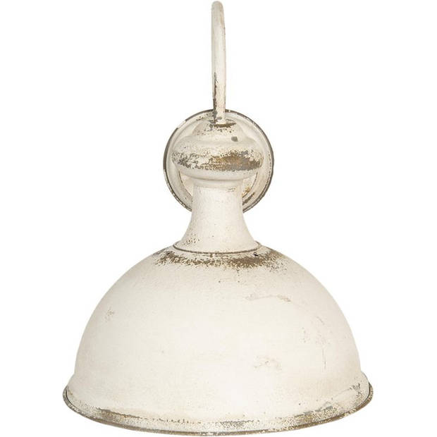 HAES DECO - Wandlamp - Industrial - Vintage / Retro lamp, 34x41x43 cm - Wit Metaal - Ronde Muurlamp, Sfeerlamp