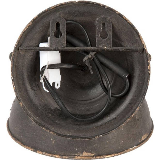 HAES DECO - Wandlamp - Industrial - Vintage / Retro Lamp, 21x30x19 cm - Zwart Metaal - Ronde Muurlamp, Sfeerlamp