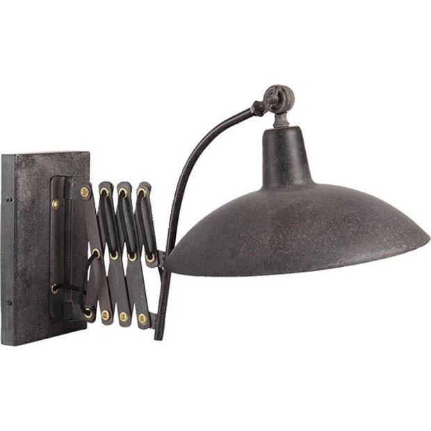 HAES DECO - Wandlamp - Industrial - Vintage / Retro Lamp, 55x33x34 cm - Zwart Metaal - Muurlamp, Sfeerlamp