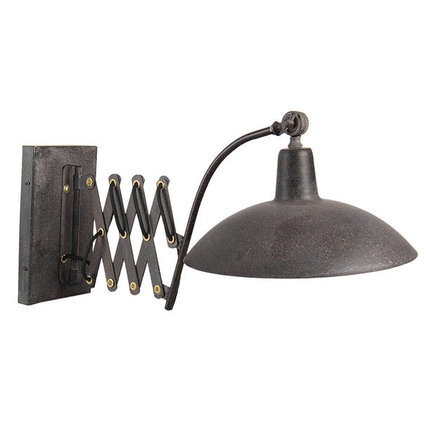 HAES DECO - Wandlamp - Industrial - Vintage / Retro Lamp, 55x33x34 cm - Zwart Metaal - Muurlamp, Sfeerlamp