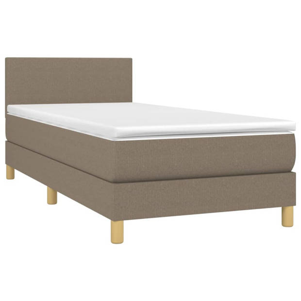 vidaXL Boxspring met matras en LED stof taupe 80x200 cm