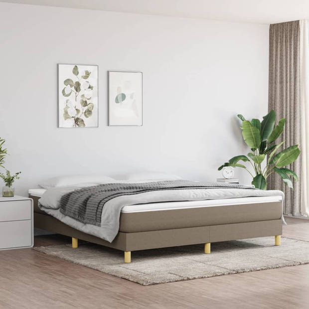 vidaXL Boxspring met matras stof taupe 180x200 cm