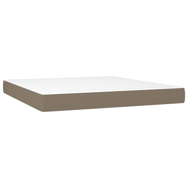 vidaXL Boxspring met matras en LED stof taupe 160x200 cm