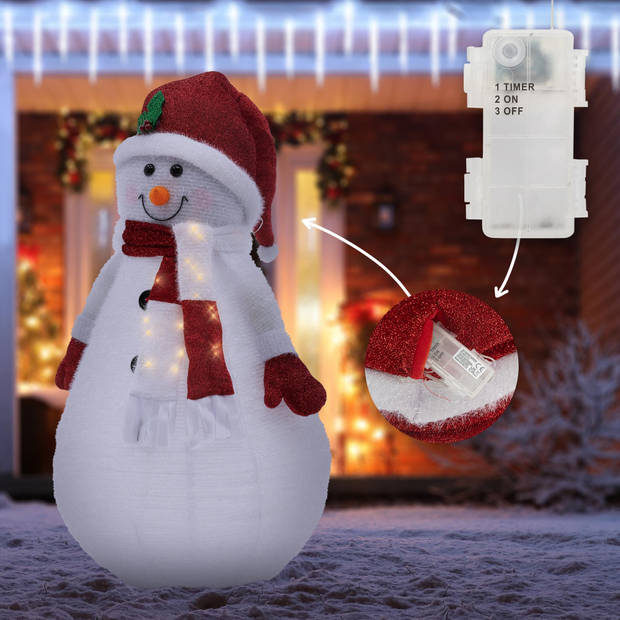 LED Sneeuwpop XXL 140 cm Warm wit met 20 LED's van kunststof