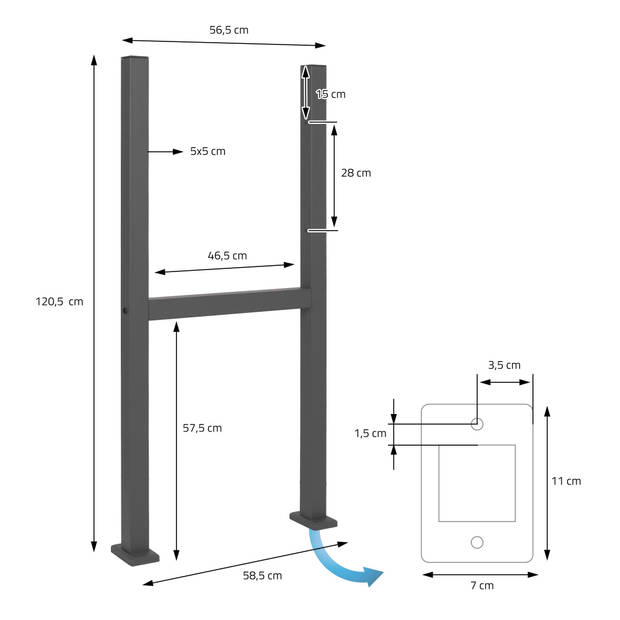 Brievenbusstandaard 120,5x56,5 cm antraciet staal ML-Design