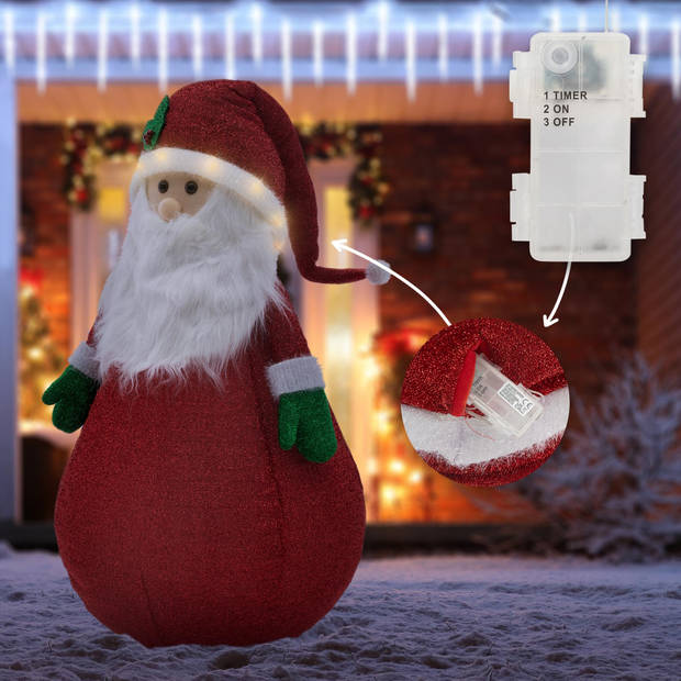 LED Kerstman XXL 140 cm Warm wit met 10 LED's van kunststof