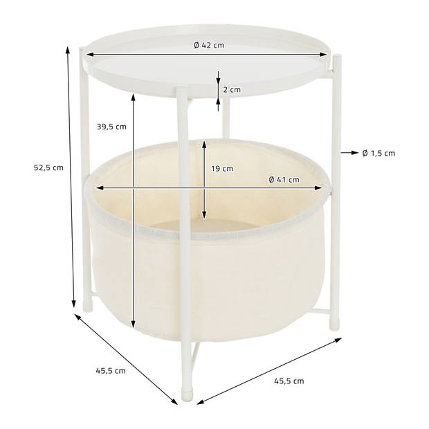 Bijzettafel Ø 45,5x52,5 cm Wit metaal ML-Design