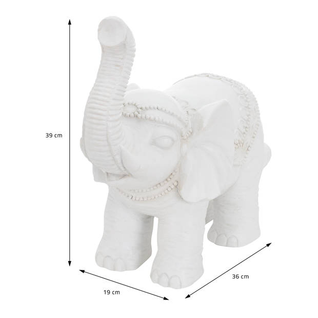 Deco Figuur Olifant 36x19x39 cm Wit van ML-Design