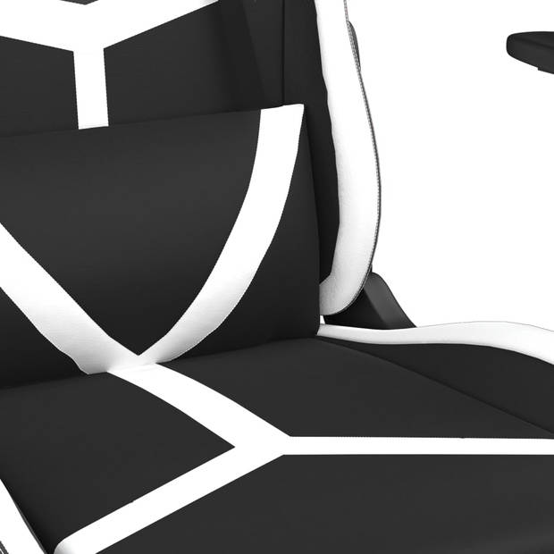 vidaXL Massage gamestoel met voetensteun kunstleer zwart en wit