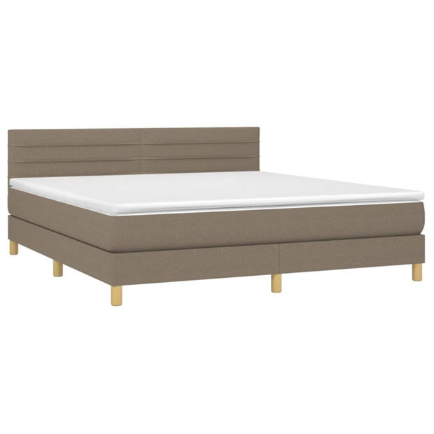 vidaXL Boxspring met matras en LED stof taupe 180x200 cm