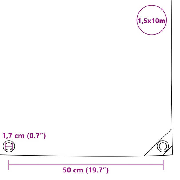 vidaXL Dekzeil 650 g/m² 1,5x10 m zwart