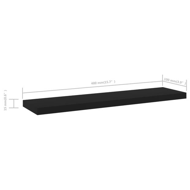 vidaXL Wandschappen 4 st 40x10x1,5 cm bewerkt hout zwart