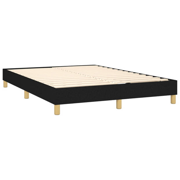 vidaXL Boxspring met matras stof zwart 140x190 cm