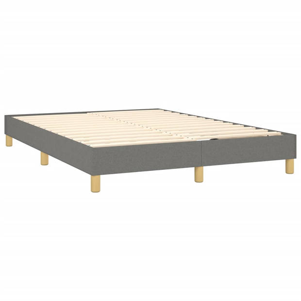 vidaXL Boxspring met matras stof donkergrijs 140x190 cm