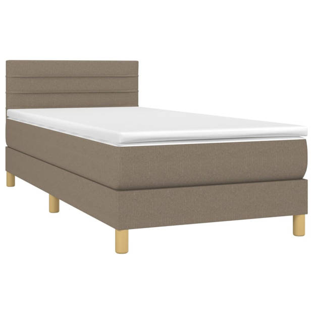 vidaXL Boxspring met matras stof taupe 80x200 cm