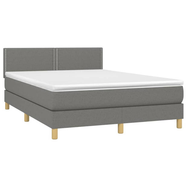 vidaXL Boxspring met matras stof donkergrijs 140x190 cm