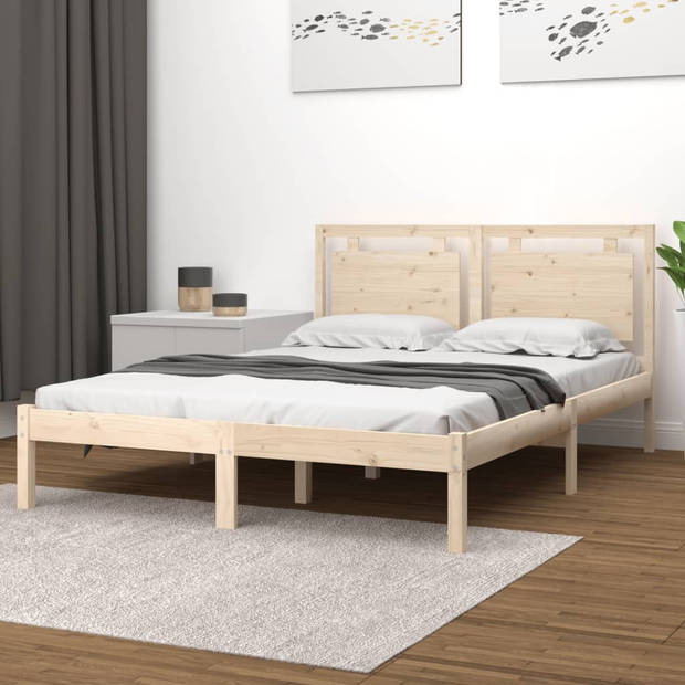 vidaXL Bedframe massief hout 135x190 cm