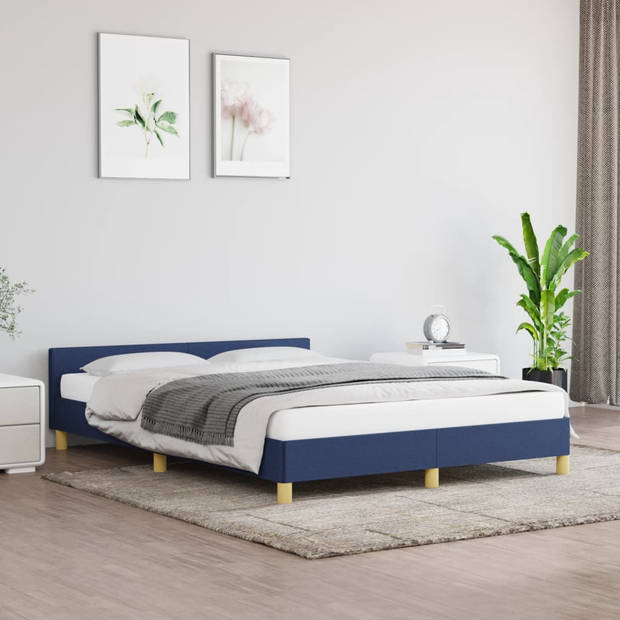 vidaXL Bedframe met hoofdeinde stof blauw 140x190 cm