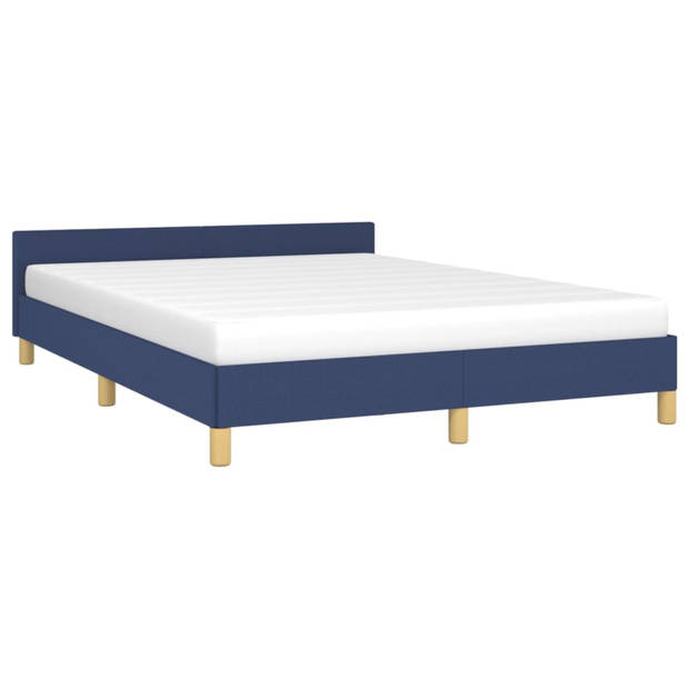 vidaXL Bedframe met hoofdeinde stof blauw 140x190 cm