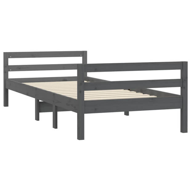 vidaXL Bedframe 90x190 cm massief grenenhout grijs