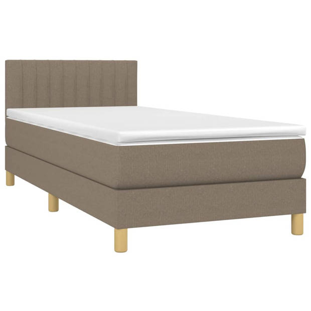 vidaXL Boxspring met matras en LED stof taupe 80x200 cm