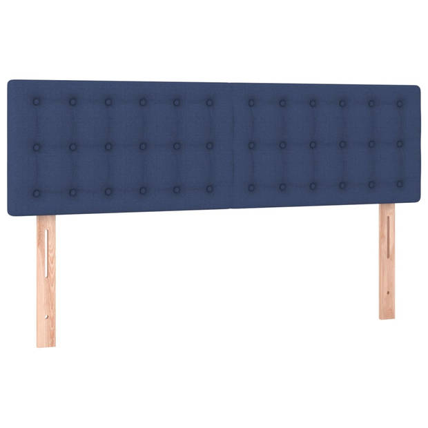 vidaXL Hoofdbord LED 144x5x78/88 cm stof blauw