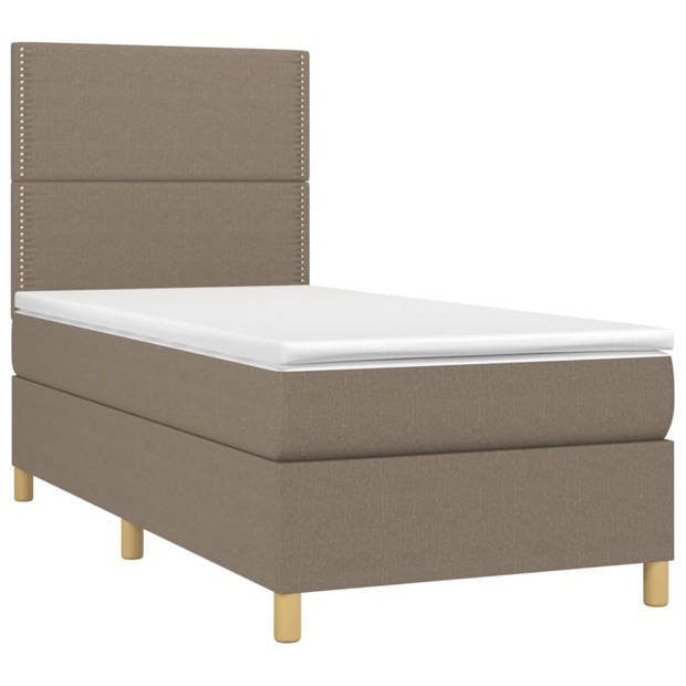 vidaXL Boxspring met matras en LED stof taupe 100x200 cm