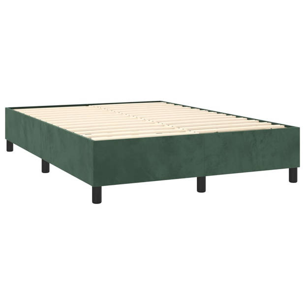 vidaXL Boxspring met matras fluweel donkergroen 140x190 cm