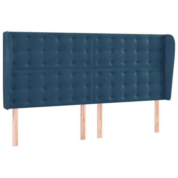 vidaXL Boxspring met matras en LED fluweel donkerblauw 180x200 cm