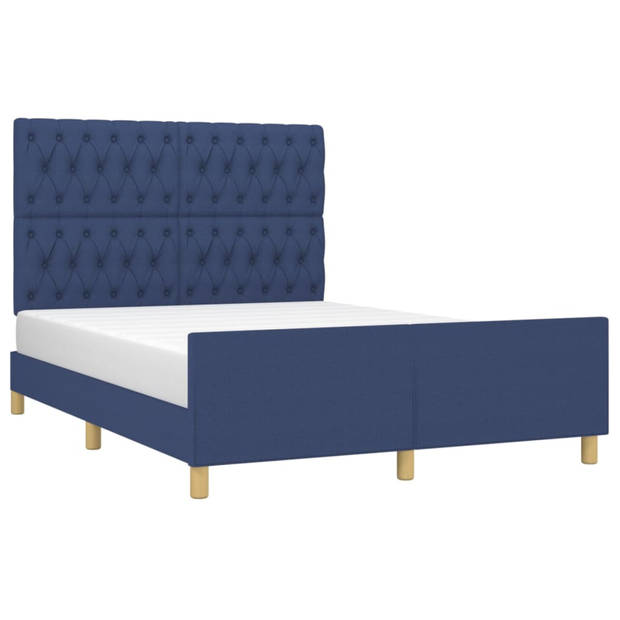 vidaXL Bedframe zonder matras stof blauw 140x190 cm