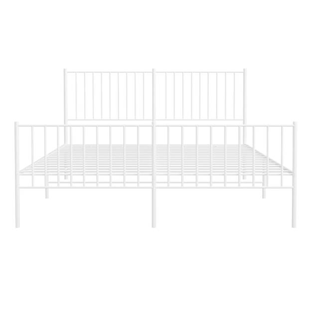 vidaXL Bedframe met hoofd- en voeteneinde metaal wit 160x200 cm