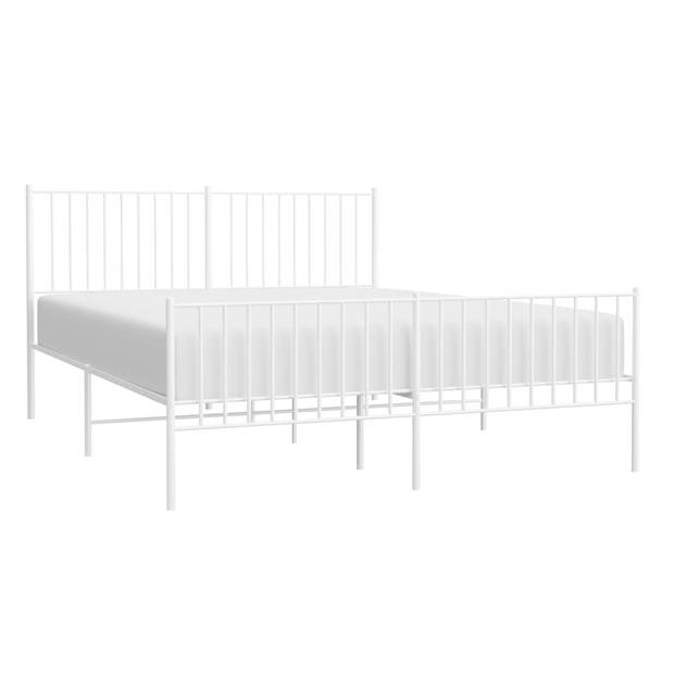 vidaXL Bedframe met hoofd- en voeteneinde metaal wit 160x200 cm