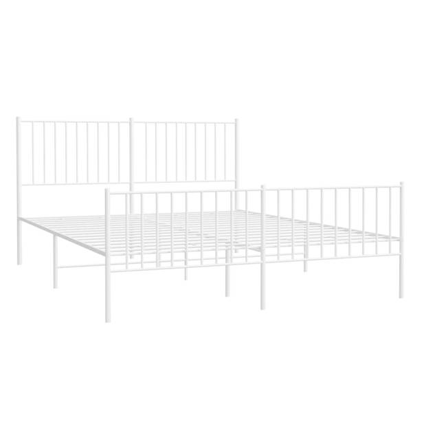 vidaXL Bedframe met hoofd- en voeteneinde metaal wit 160x200 cm