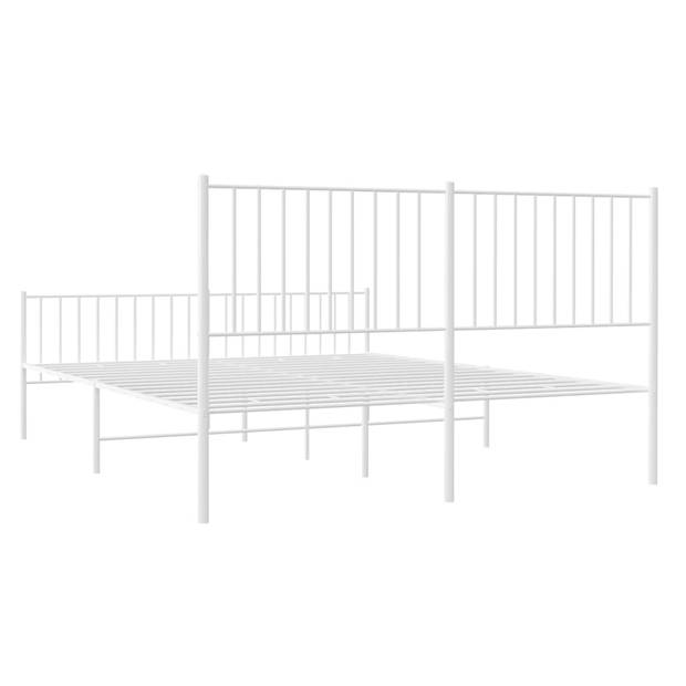 vidaXL Bedframe met hoofd- en voeteneinde metaal wit 160x200 cm