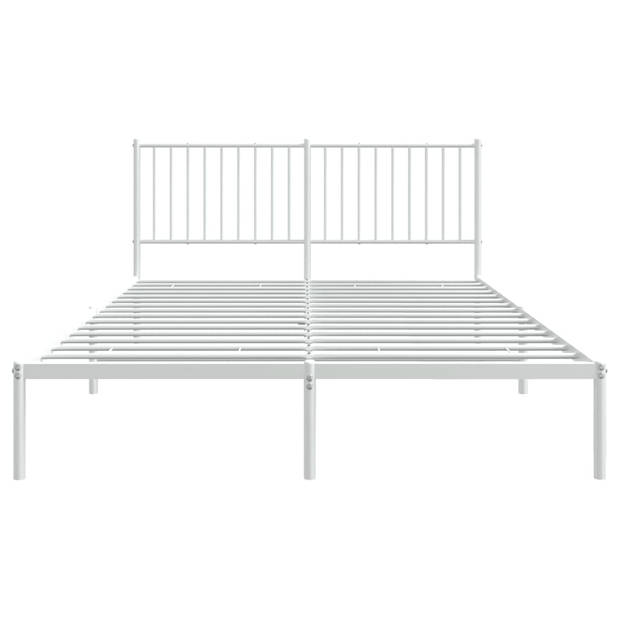 vidaXL Bedframe met hoofdbord metaal wit 150x200 cm