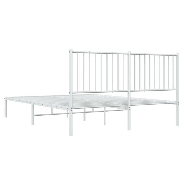 vidaXL Bedframe met hoofdbord metaal wit 150x200 cm