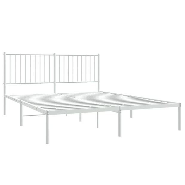 vidaXL Bedframe met hoofdbord metaal wit 150x200 cm