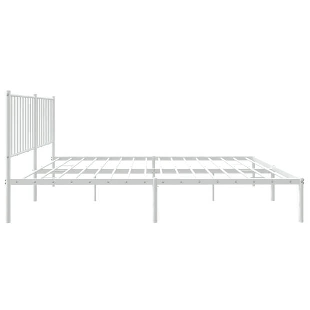 vidaXL Bedframe met hoofdbord metaal wit 150x200 cm