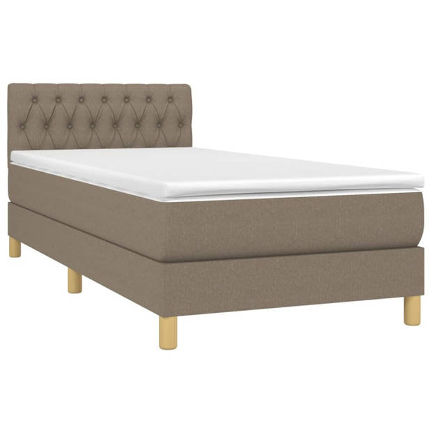 vidaXL Boxspring met matras en LED stof taupe 80x200 cm