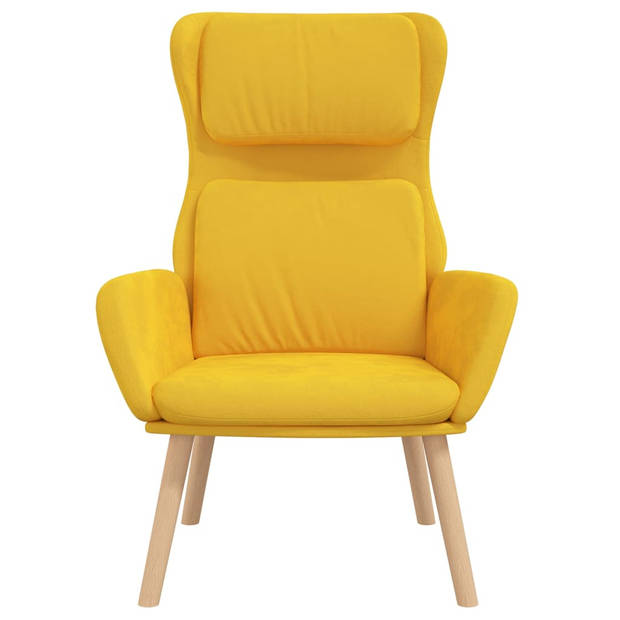 The Living Store Fauteuil Relax - Velvet - Mosterdgeel - 70 x 77 x 98 cm