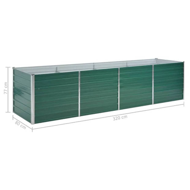 vidaXL Plantenbak verhoogd 320x80x77 cm gegalvaniseerd staal groen