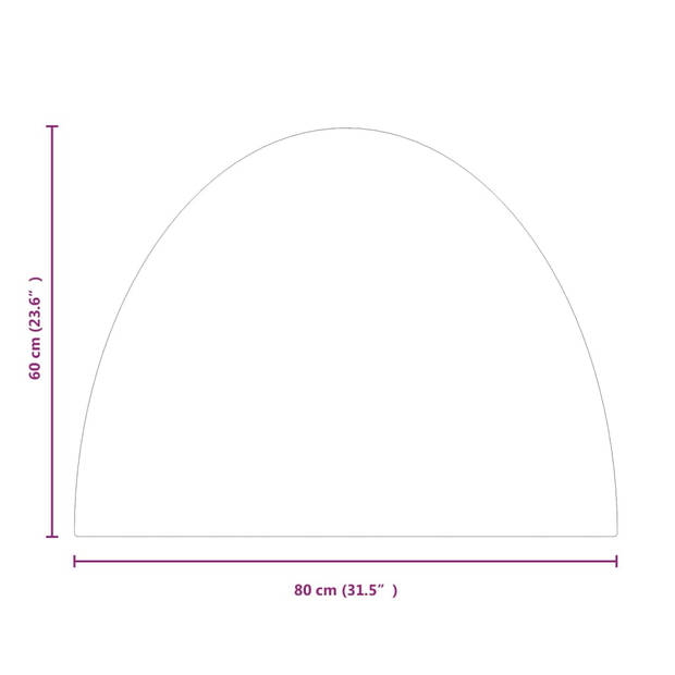 vidaXL Glasplaat voor open haard half rond 800x600 mm