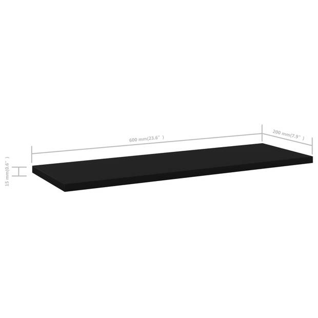 vidaXL Wandschappen 4 st 60x20x1,5 cm spaanplaat zwart