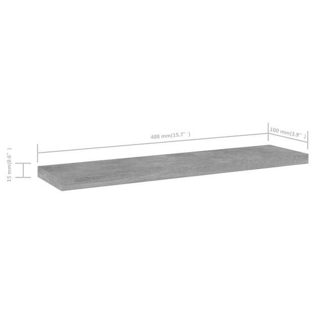 vidaXL Wandschappen 4 st 40x10x1,5 cm bewerkt hout betongrijs