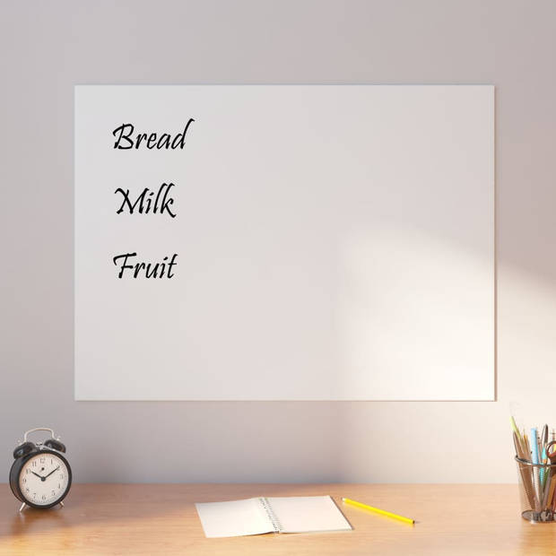 The Living Store White Glass Magnetic Bulletin Board - 80 x 60 cm - Dry-Erase - Durable Tempered Glass - Multipurpose