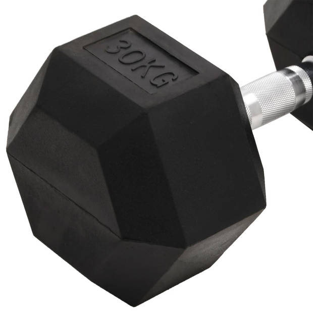 The Living Store Dumbbell Rubbercoating - Halter - 30 kg - Multifunctioneel