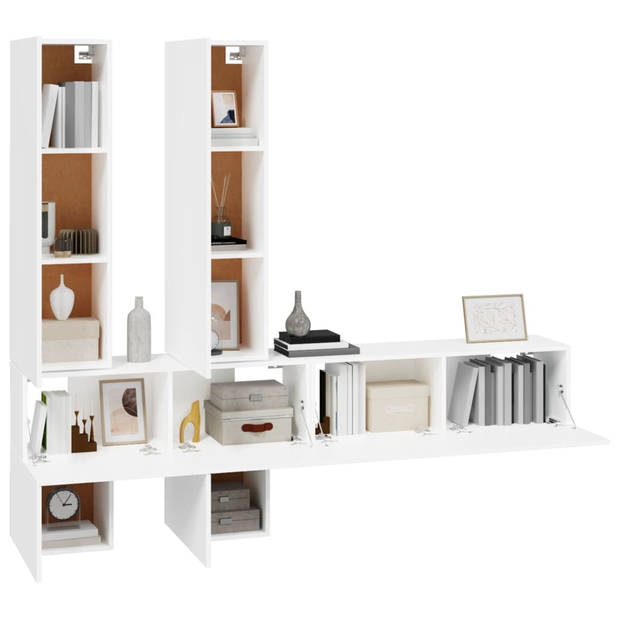 The Living Store TV-meubelset - Wit - 30.5 x 30 x 30 cm (S) / 100 x 30 x 30 cm (M) / 30.5 x 30 x 110 cm (L)