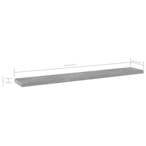 vidaXL Wandschappen 4 st 60x10x1,5 cm bewerkt hout betongrijs